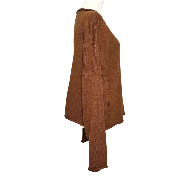 Things Between Caramel Brown Roll Neck Dolman Sleeve Wool Blend Sweater Medium - Picture 4 of 8